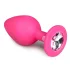 Easytoys Diamond - plug anal com pedra - silicone rosa médio