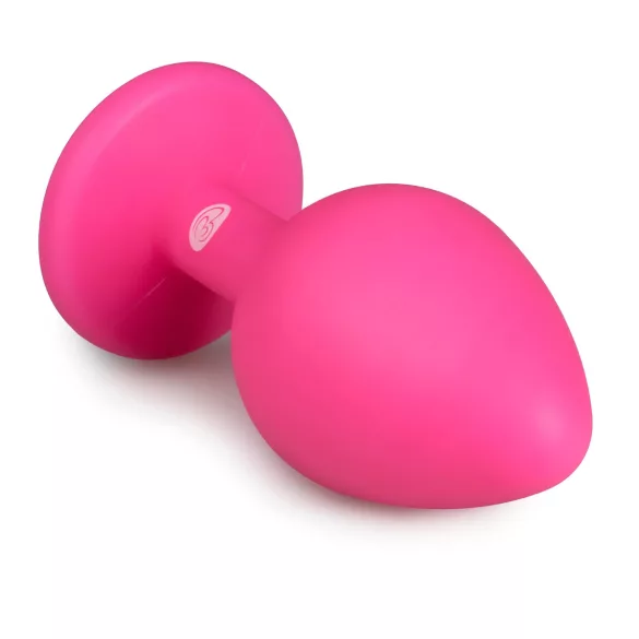 Easytoys Diamond - plug anal com pedra - silicone rosa médio