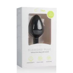   Easytoys Diamond - plug anal com pedra branca - tamanho médio - preto