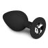 Easytoys Diamond - Plug Anal com Pedra Branca (Médio) - Preto