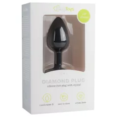   Easytoys Diamond - plug anal com pedra branca pequena - silicone preto