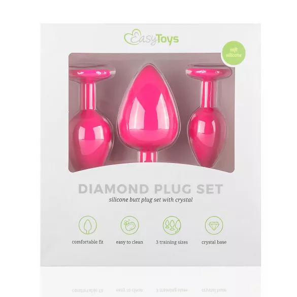 Easytoys Diamond - plug anal kit - silicone rosa