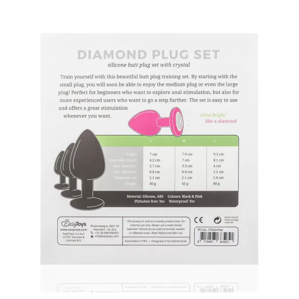 Easytoys Diamond - plug anal kit - silicone rosa