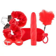   LoveBoxxx I love Red - kit de amarração com vibrador 6 peças - vermelho
