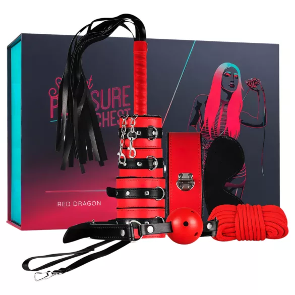 Secret Pleasure Chest - kit de BDSM avançado - 10 peças (vermelho)