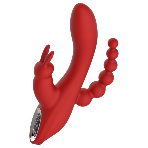Hera - vibrador tridente à prova d'água recarregável (vermelho)