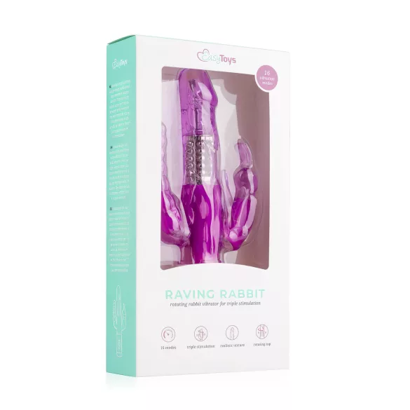 Easytoys Raving Rabbit - vibrador de 3 pontas (rosa)