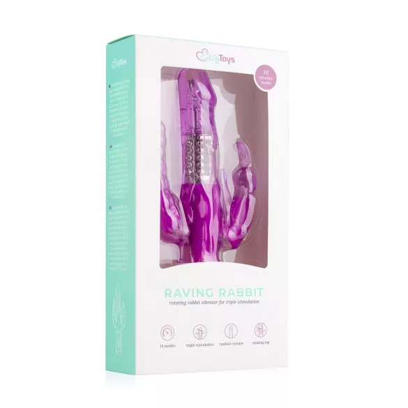 Easytoys Raving Rabbit - vibrador de 3 pontas (rosa)