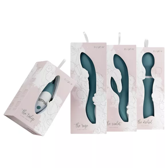 Bloom Orchid Wand - vibrador massageador recarregável - silicone turquesa