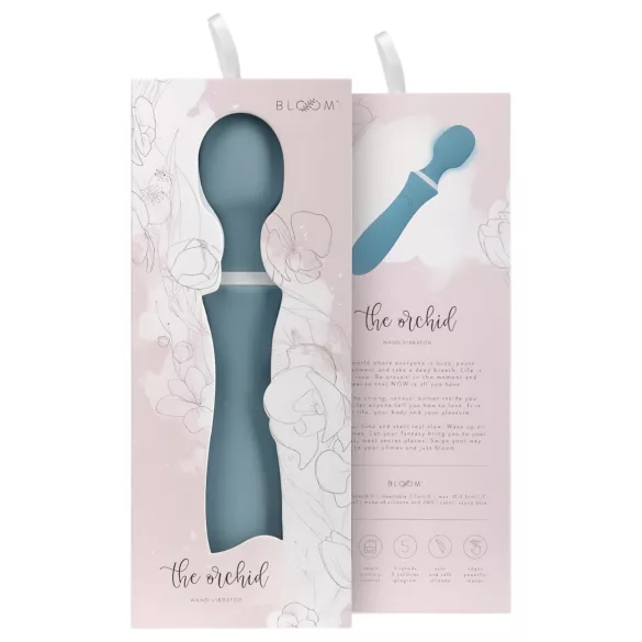 Bloom Orchid Wand - vibrador massageador recarregável - silicone turquesa
