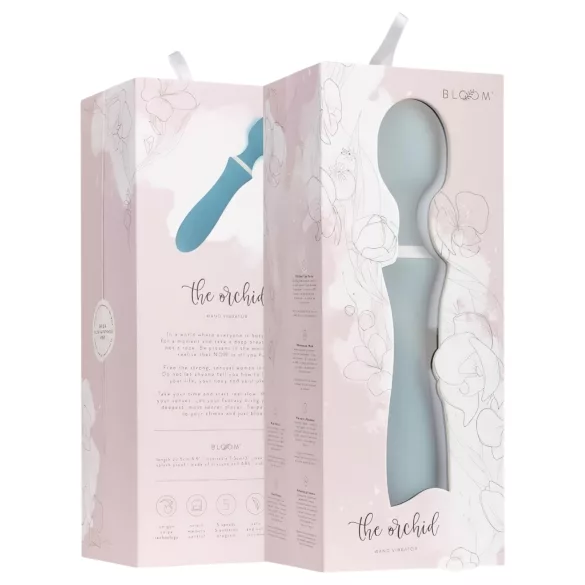 Bloom Orchid Wand - vibrador massageador recarregável - silicone turquesa