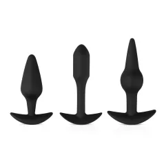   Easytoys - kit de plug anal - conjunto variado - silicone preto