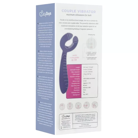 Easytoys - vibrador casal recarregável à prova d’água - lilás