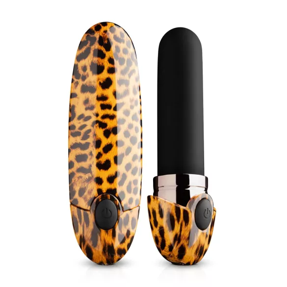 Panthra Asha - vibrador recarregável em formato de batom (leopardo-preto)