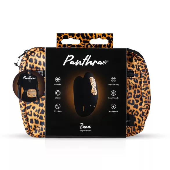 Panthra Zuna - vibrador casal recarregável à prova d’água - leopardo preto