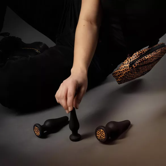 Panthra Kesia - plug anal de silicone - kit com 3 peças - preto