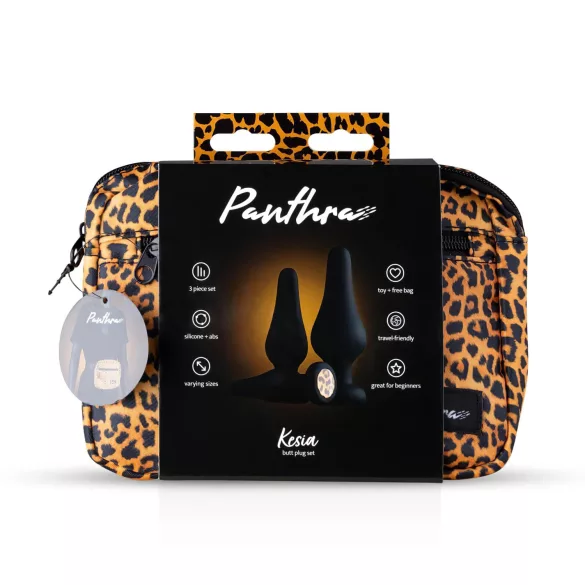 Panthra Kesia - plug anal de silicone - kit com 3 peças - preto