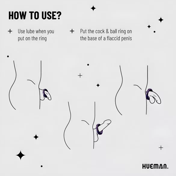 Hueman Saturn - anel peniano vibratório recarregável à prova d'água - roxo