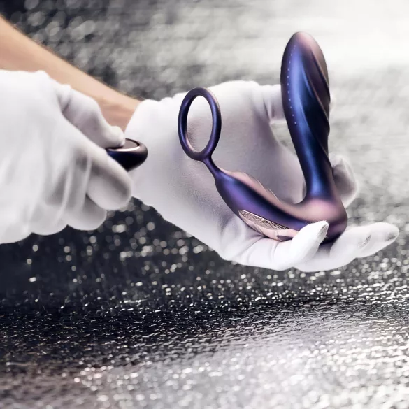 Hueman Black Hole - vibrador anal com controle remoto e anel peniano - roxo