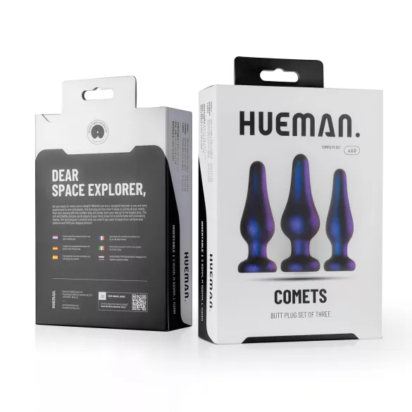 Hueman Comets - plug anal silicone - kit 3 peças - roxo