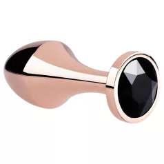 Rosy Gold - plug anal com pedra preta - metal rosegold