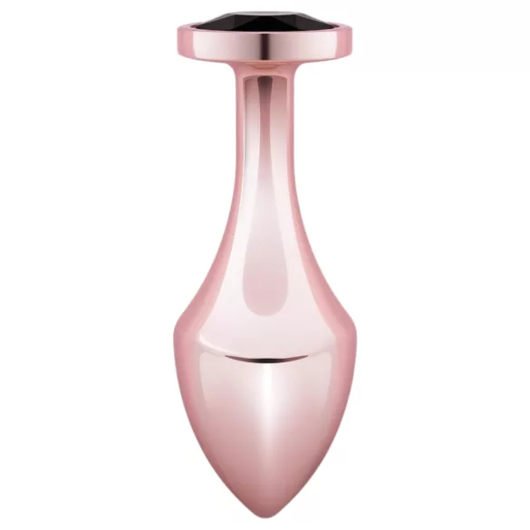 Rosy Gold - plug anal com pedra preta - metal rosegold