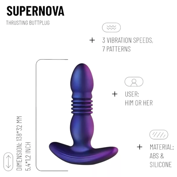 Hueman Supernova - vibrador anal com movimento - silicone roxo