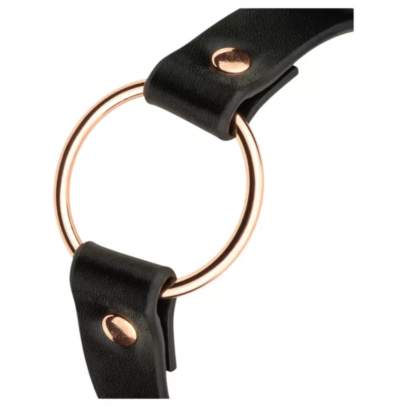 Rosy Gold - coleira ajustável - couro sintético preto e rose gold