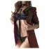 Rosy Gold - coleira e chicote - couro preto