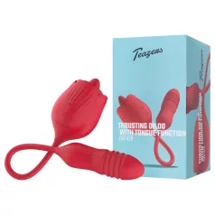   Teazers Rose - vibrador impulsionador com estimulador de clitóris em forma de língua (vermelho)