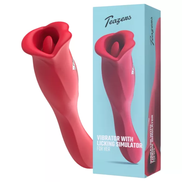 Teazers - vibrador de dupla ponta com estimulador de clitóris em forma de língua (vermelho)