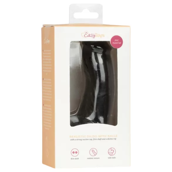 Easytoys - dildo realista com escroto - 12cm preto