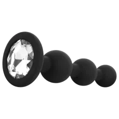 EasyToys - plug anal com pérolas - silicone preto
