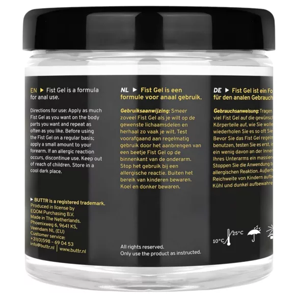 BUTTR - gel lubrificante para fisting - antiderrapante - 500ml