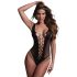 Christine - Body de rede com decote profundo - (preto) - XS-XL