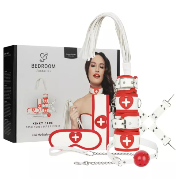 Bedroom Fantasies - fantasia enfermeira 8 peças - vermelho e branco