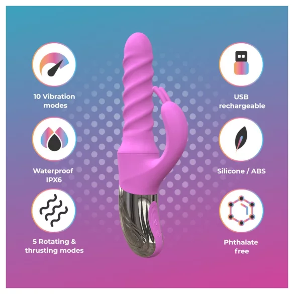 Good Vibes Only - vibrador com braço rotativo e estimulador de clitóris (rosa)