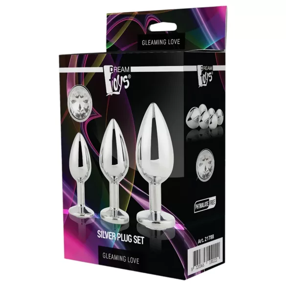 Gleaming Love - kit plug anal - 3 peças - prata
