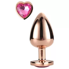   Gleaming Love - plug anal em alumínio com pedra em forma de coração - rosé