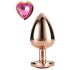 Amor Brilhante - plugue anal alumínio com pedra em coração (ouro rosa)