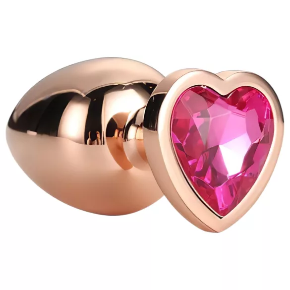Gleaming Love - plug anal em alumínio com pedra em forma de coração - rosé