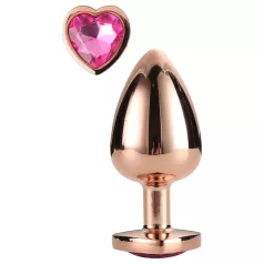   Gleaming Love - plug anal alumínio pedra coração - M - rose gold