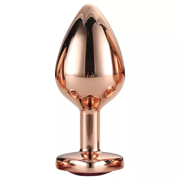 Gleaming Love - plug anal alumínio pedra coração - M - rose gold