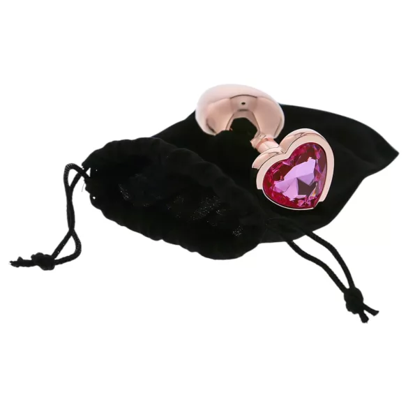 Gleaming Love - plug anal alumínio pedra coração - M - rose gold