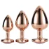 Gleaming Love - plug anal coração - kit 3 peças - rosegold