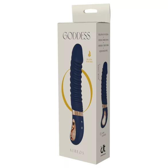 Goddess - vibrador nervurado com aquecimento (azul-escuro)
