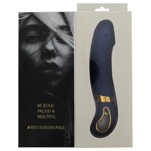 Goddess - vibrador nervurado com aquecimento (azul-escuro)