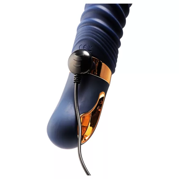Goddess - vibrador nervurado com aquecimento (azul-escuro)