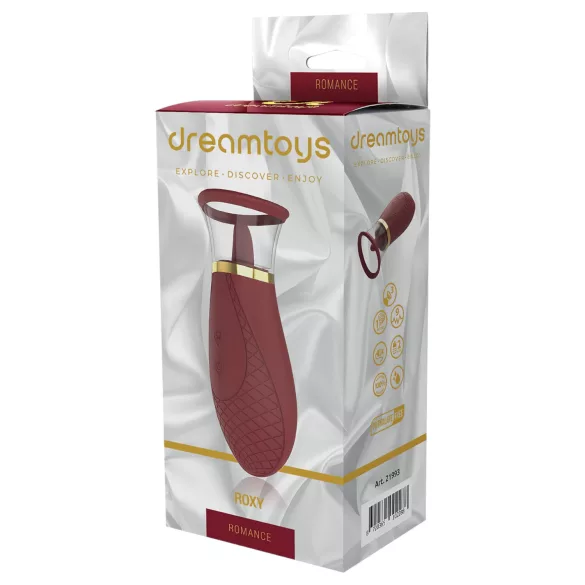 Dreamtoys Roxy - vibrador sugador e lambedor clitóris - bordô