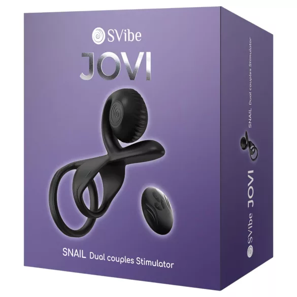 Snail Vibe Jovi - anel peniano com vibrador para casais - silicone preto